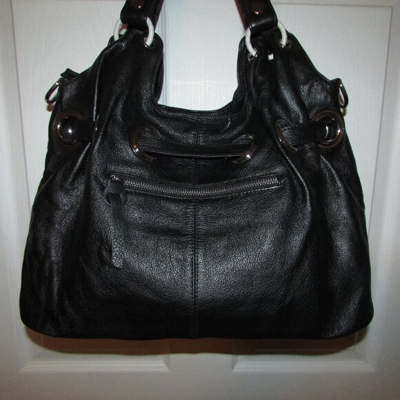 Leather Black Grommeted Handbag - NEW - Picture 8 of 12